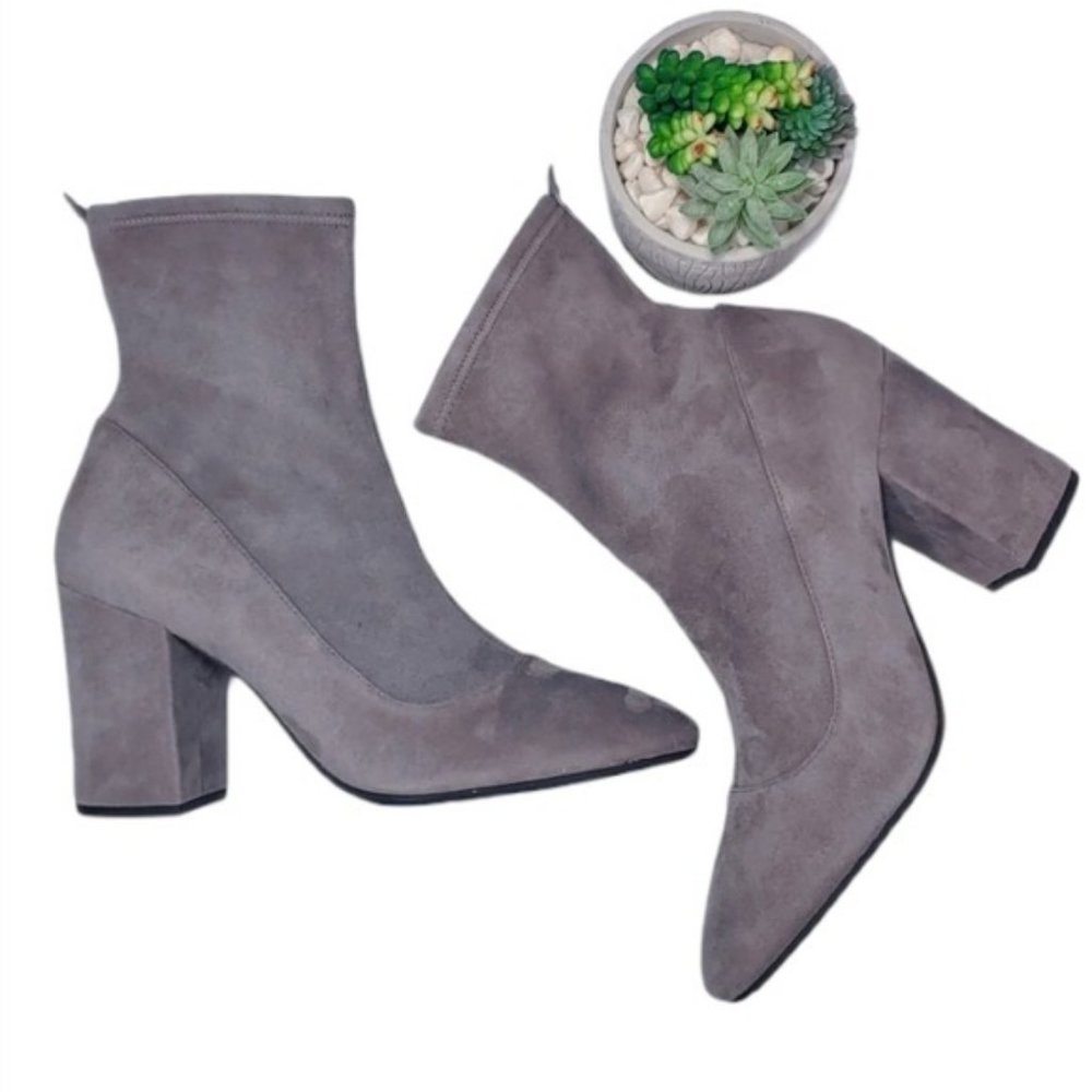 Coach Giana Heather Grey Suede Pull-On Booties